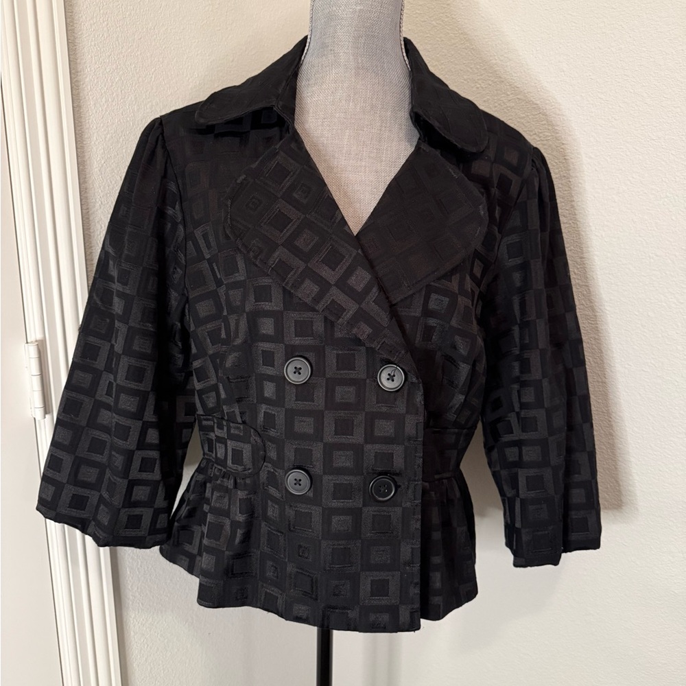Vintage ELLE Black Double-Breasted Women's Jacket | XL